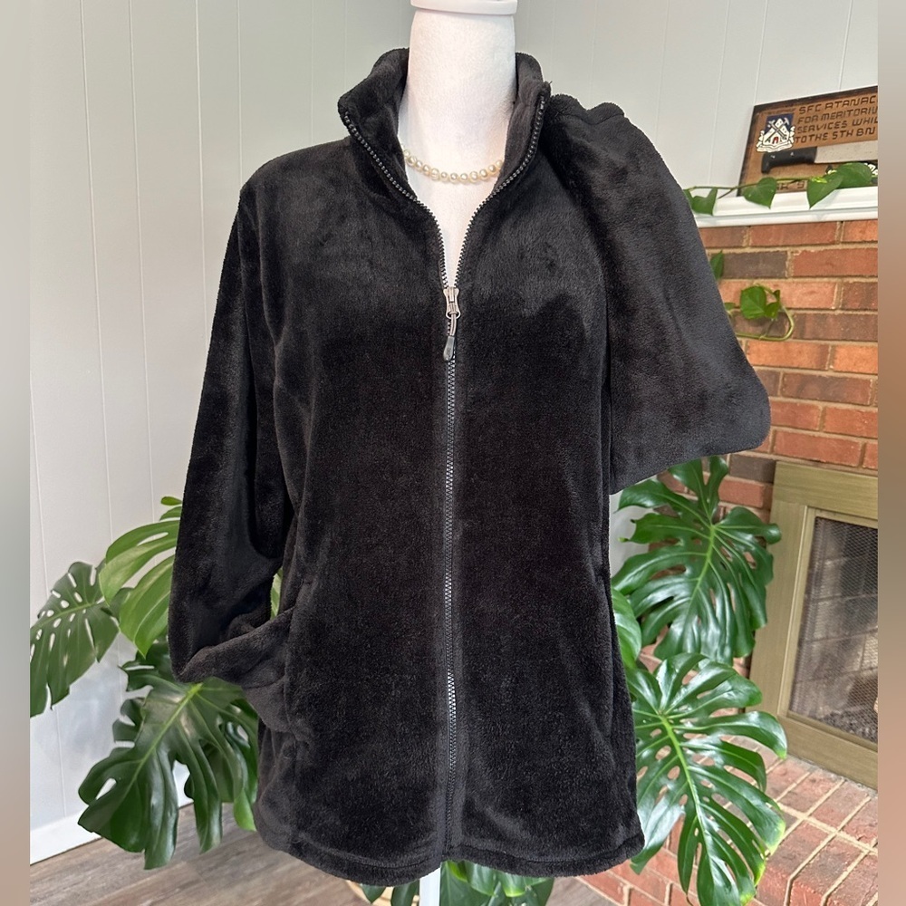 🛍️Heatkeep black full zipper Cozy & Soft jacket Size Large excellent condition